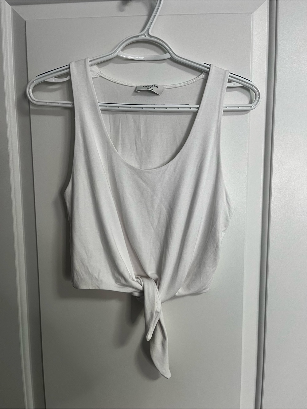 Babaton White Tie-Front Sleeveless Tank